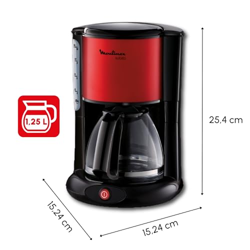Moulinex Subito Cafetière filtre 1.25 L 10-15 tasses rougearrêt automatique FG360D1