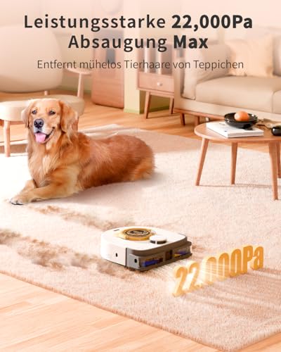 UBPET Aspirateur Robot Cyclone pour Poils D'animaux et Sols Tapis, Robot Nettoyeur Automatique avec Navigation LiDAR, Co