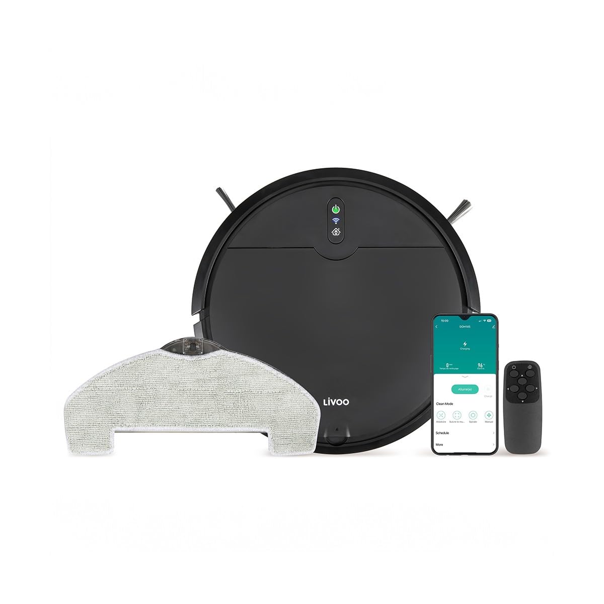 Livoo WASH'UP Aspirateur robot laveur connecté DOH145 - programmable, compatible Alexa® et Google Home®, 4 modes, aspira