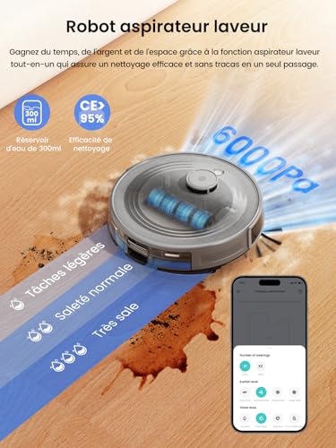 Robot aspirateur Lefant M2 Pro ideal pour nettoyage de poils d'animauxavec navigation laser et évitement d'obstacles