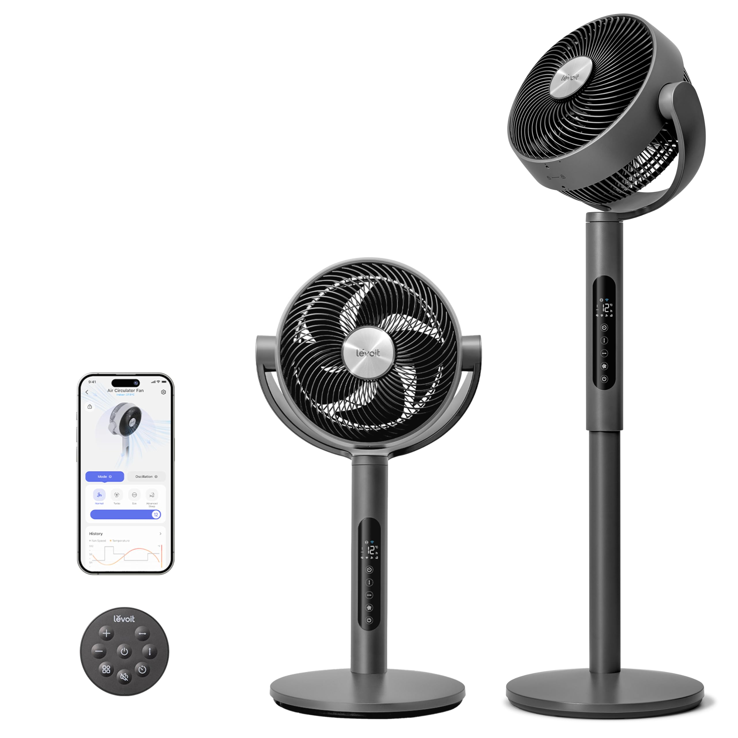 Levoit Ventilateur sur Pied Silencieux 20 dB DC Moteur 30w Pompe d'Air 7.5 m/s Circulateur WIFI Commande APP[Vente en li